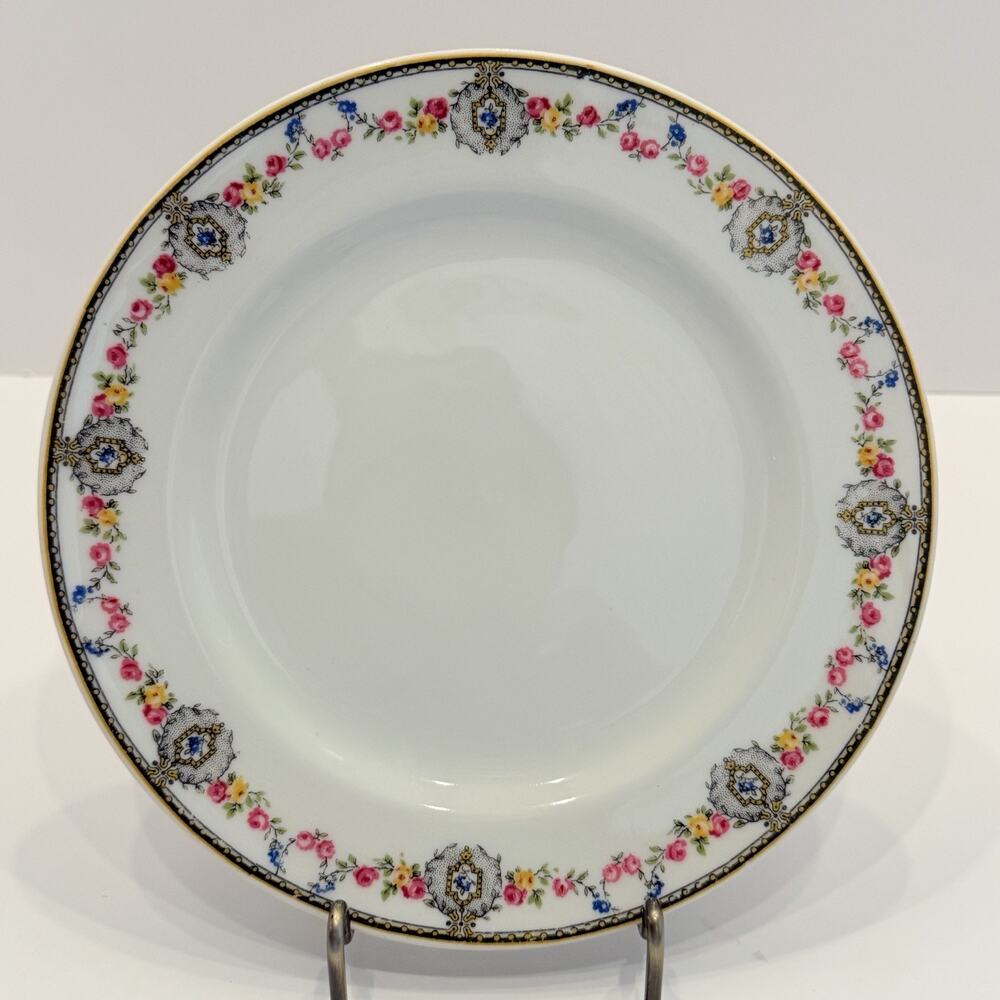 Limoges Charles Ahrenfeldt Salad Plates 7 1/2" (Set of 6) Floral & Gold Rim